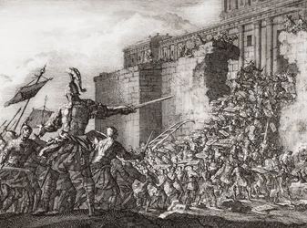 Pompey attacking the Temple in Jerusalem in 63 BC