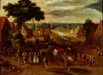A Village with Travellers Outside an Inn
