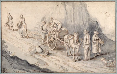 Peasants Loading a One-Horse Cart with Root Vegetables