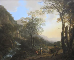 An Italianate Landscape with Travelers on a Path