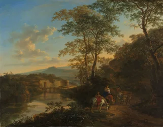 Italian Landscape with the Ponte Lucano over the Aniene River, c.1650-1652