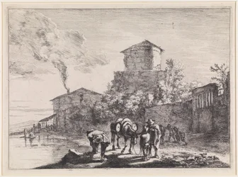 Men and a Mule at the Via Appia