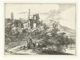 Two Cows by the Water at Tivoli (Landscapes in the Vicinity of Rome)