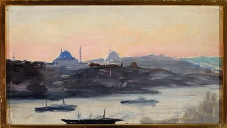View of the city in the evening. From a journey to Constantinople