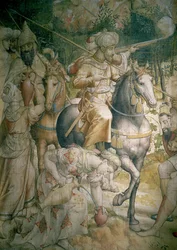 Campaign of Emperor Charles V against the Turks at Tunis in 1535: the defeat of the Turks at the battle of Goletta (detail of cavalrymen quenching their thirst)