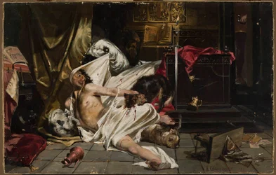 Man Fighting with Wolves