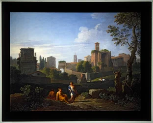 Set of Four Capriccio; (4) Arches of Constantine & Titus Tower of Campidoglio, Temple of Venus and the Clock Tower of Santa Francesca Romana