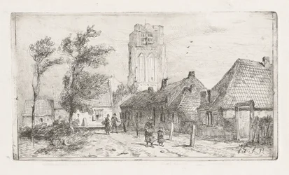 Village Scene with Church Tower