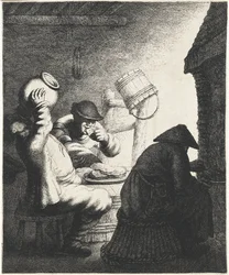 Figures Eating Pancakes in an Interior (Taste, The Five Senses)