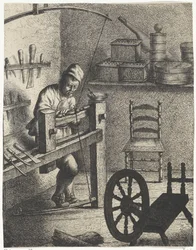 Worker Behind a Lathe