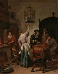 Interior with a Woman Feeding a Parrot, Known as 
