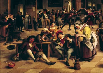 Feast in an Inn, detail of the central group, 1674