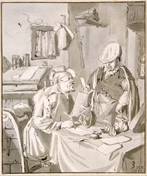 Two Men Discussing Money in an Office, 1672, copied by Cornelis Ploos van Amstel or Christian Josi