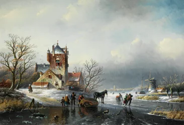 Winter Landscape with Windmill and Skaters