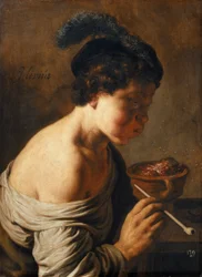 A Youth Blowing on Coals