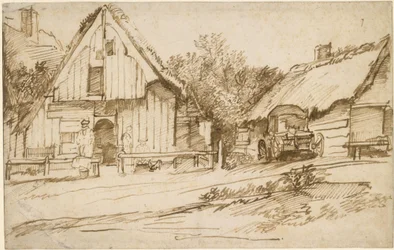 Three Farmhouses on a Road