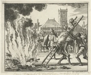 Anneken Hendriks, bound on a ladder, burned in Amsterdam, 1571, 1685