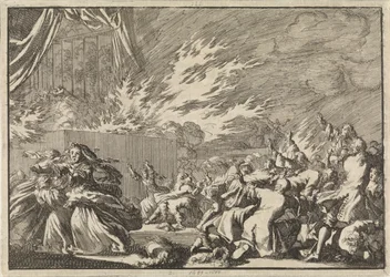 Fire of a Wooden Shed Hosting a Theatrical Performance Next to Amalienborg Palace in Copenhagen, 1689