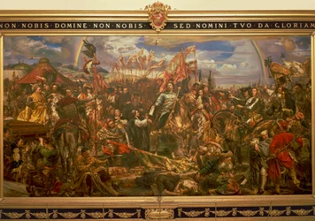 Painting by Jan Matejko or Jan Mateyko (1838-1893), depicting Jan III Sobieski setting free Vienna and sending the Victory message to the Pope