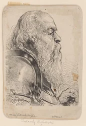 Bust of Walenty Dębiński - woodcut made after a drawing by Jan Matejko