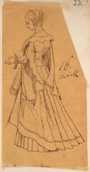 Skarbczyk. Standing Woman in 16th Century Attire