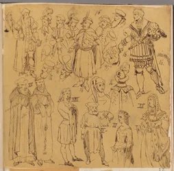 Skarbczyk. Diverse People in Costumes from the 13th, 15th, and 16th Centuries
