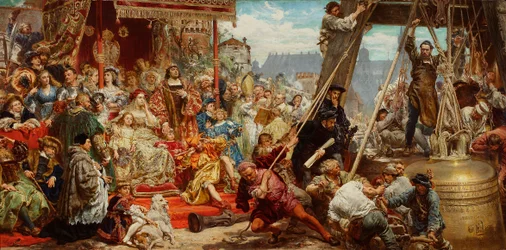 Hanging of the Sigismund Bell on the Tower of the Cathedral in Krakow in 1521