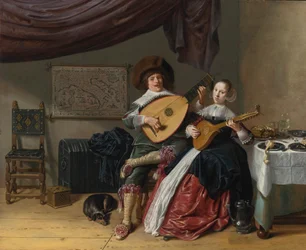 The Duet: A Self Portrait of the Artist with His Wife, Probably Their Marriage Portrait
