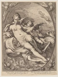 Venus and Cupid, from Three Goddesses Seated in the Clouds
