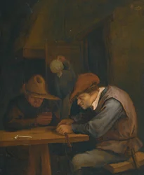 Peasants Drinking and Cutting Tobacco in an Inn