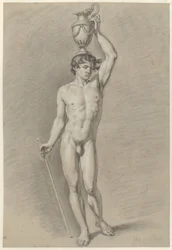Standing Male Nude with a Vase on the Head