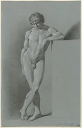 Standing male nude, legs crossed