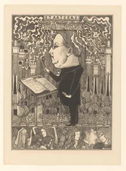 Conductor with Violins and Smoking Chimneys in the Background