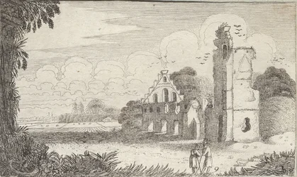 Landscape with a Church in Ruins and Two Shepherds in Conversation
