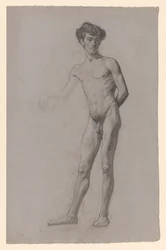 Standing naked young man