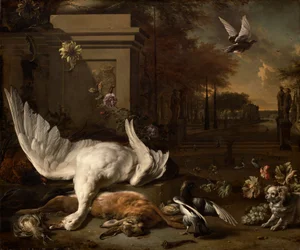 Still Life with Swan and Game before a Country Estate