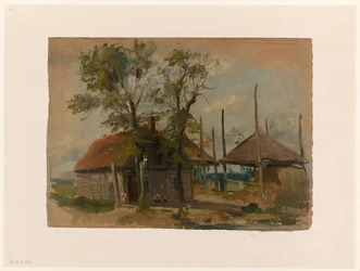 Farmhouse with Two Haystacks
