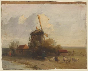 Landscape with Mill and a Shepherd with Sheep