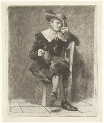 Man with Jug and Glass on a Chair