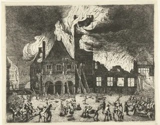 The Fire in the Old Town Hall of Amsterdam, 1652 Depiction of the Old Town Hall in Amsterdam Burned on July 7, 1652