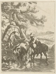 Shepherd and Boy with Pack by a Stream