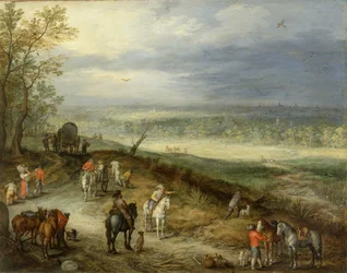 Extensive Landscape With Travellers on a Country Road, c.1608-10