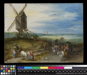 Landscape with Mill and Carts, c.1611