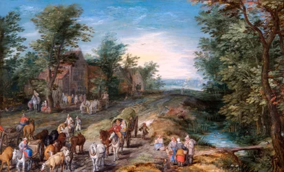 Road Scene with Travellers and Cattle, c.1611