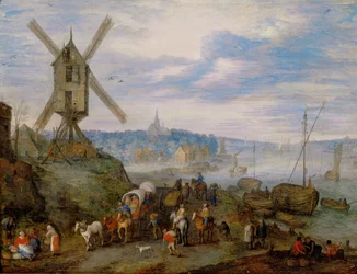 Seaport with windmill