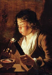 Fire and Childhood: Boy with Fire Tongs and Torch
