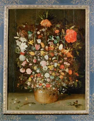 Still-Life: A Bunch of Flowers in a Wooden Vase