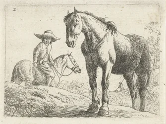 A Horse, a Man on Horseback in the Background