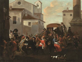 A carnival in a Roman piazza