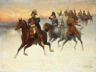 Marshal Ney and Napoleon and their Troops during the Russian campaign